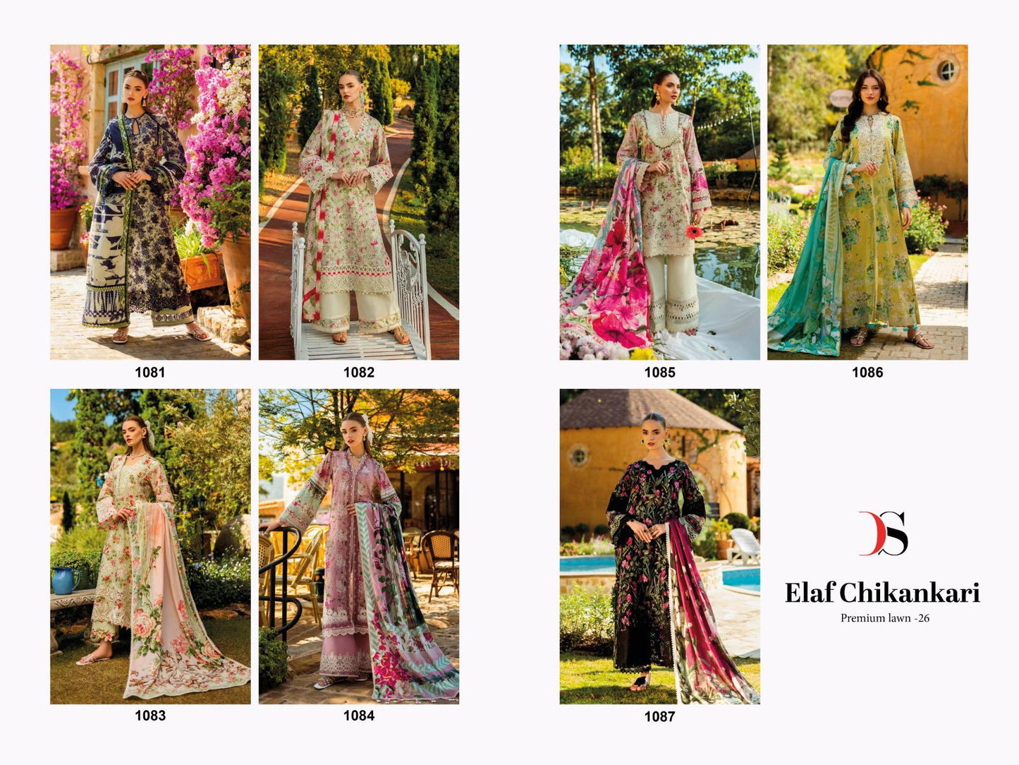 Elaf Chikankari Premium Lawn 26 Deepsy Pakistani Patch Work Suits Wholesaler Gujarat