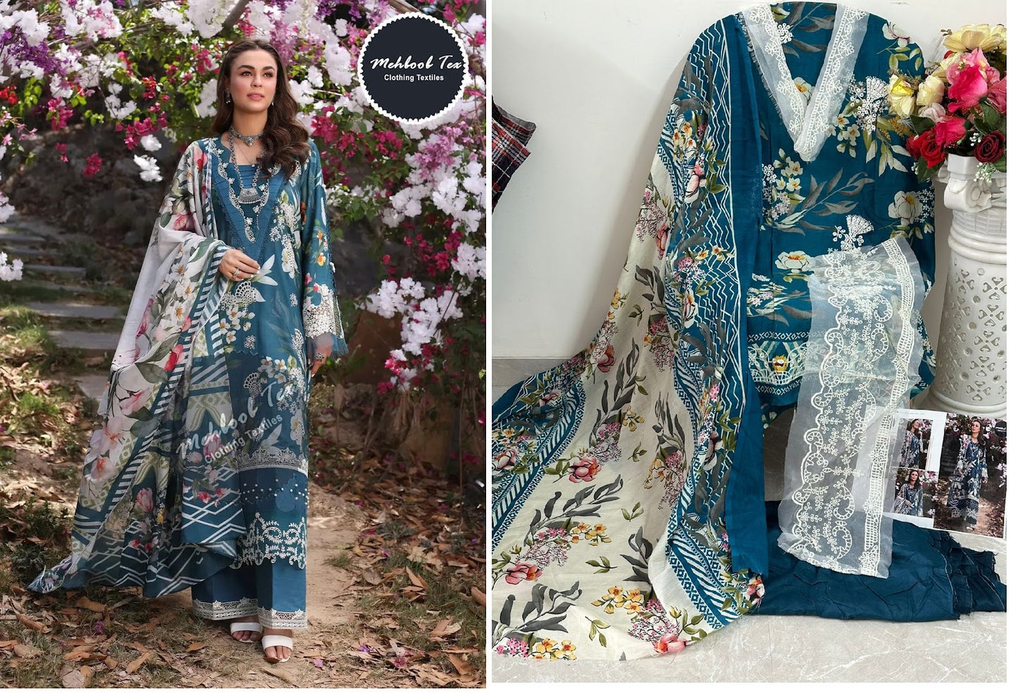 Elaf Chikankari Vol 2 Mehboob Tex Cambric Cotton Pakistani Salwar Suits Exporter Gujarat