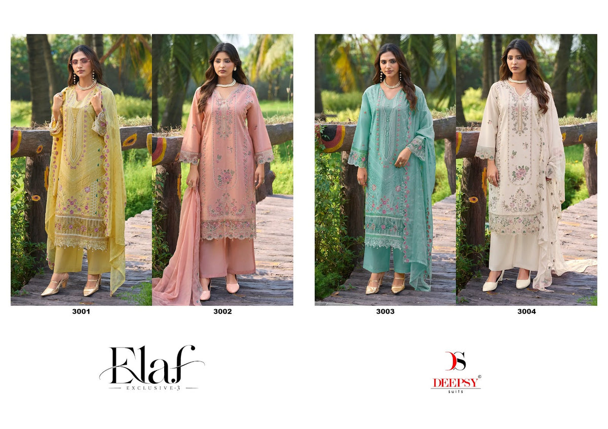 Elaf Exclusive 3 Deepsy Lawn Pakistani Patch Work Suits Supplier Gujarat