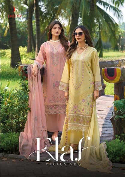 Elaf Exclusive 3 Deepsy Lawn Pakistani Patch Work Suits Supplier Gujarat