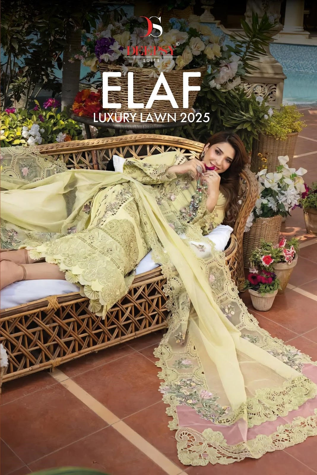Elaf Luxury Lawn 2025 Deepsy Cotton Pakistani Patch Work Suits Supplier