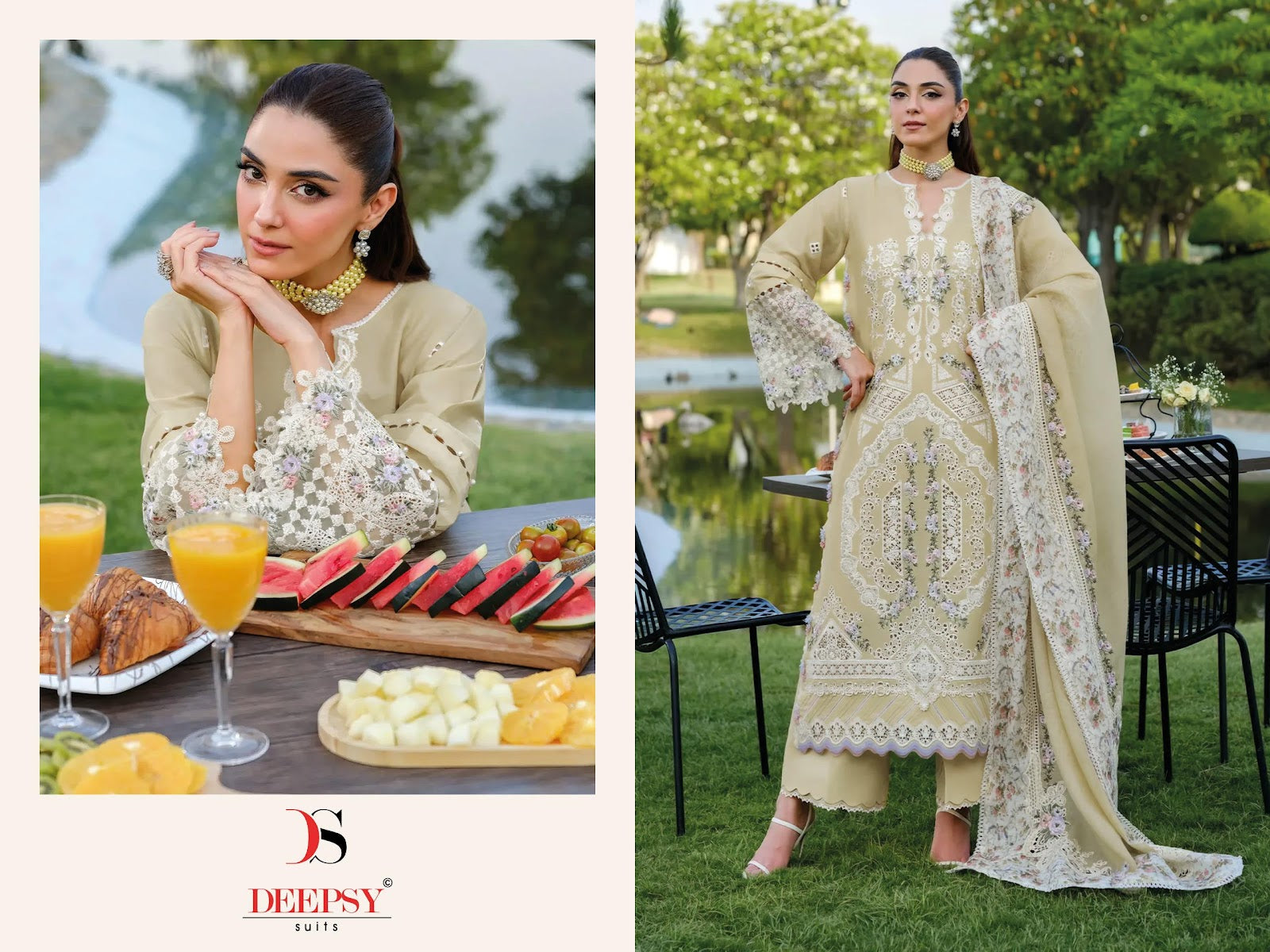 Elaf Luxury Lawn 25-2 Deepsy Pure Cotton Pakistani Salwar Suits Wholesale Rate