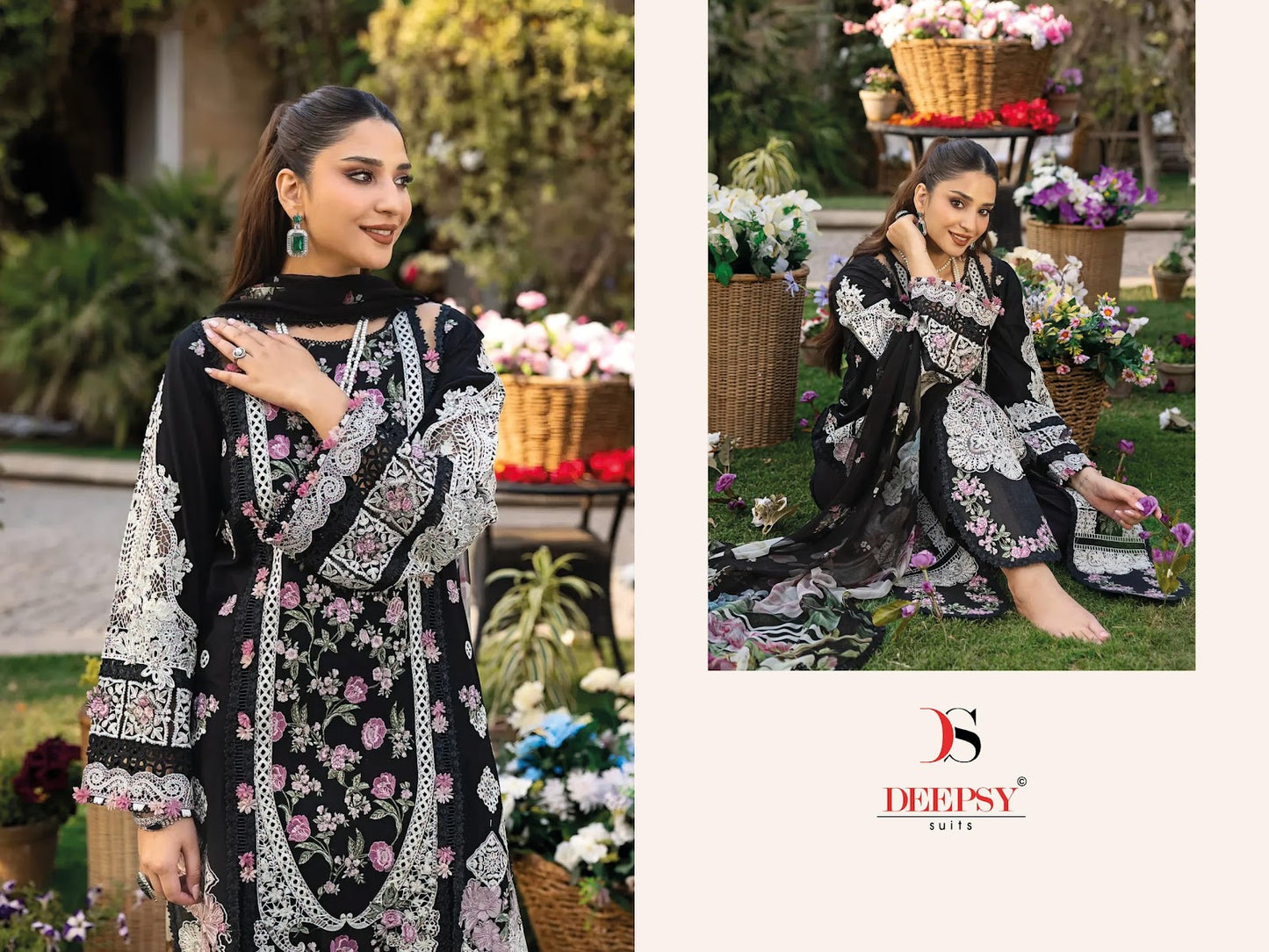 Elaf Luxury Lawn 25-2 Deepsy Pure Cotton Pakistani Salwar Suits Wholesale Rate