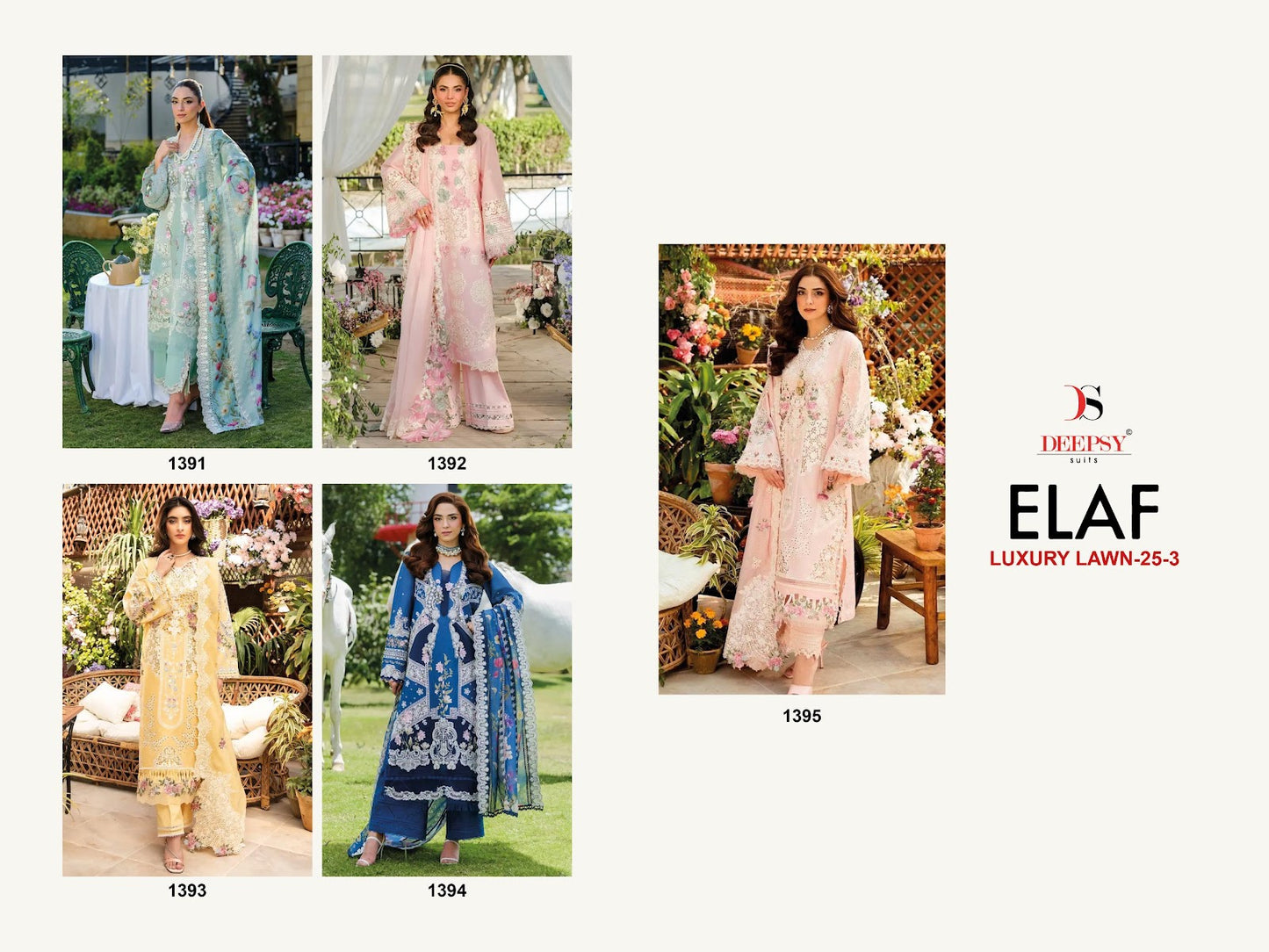 Elaf Luxury Lawn 25-3 Deepsy Cotton Pakistani Salwar Suits Wholesale