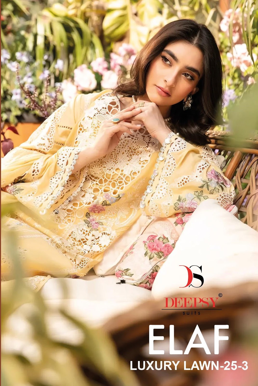 Elaf Luxury Lawn 25-3 Deepsy Cotton Pakistani Salwar Suits Wholesale