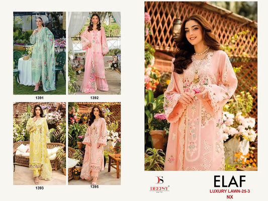 Elaf Luxury Lawn 25-3 Nx Deepsy Cotton Pakistani Salwar Suits Wholesaler Ahmedabad