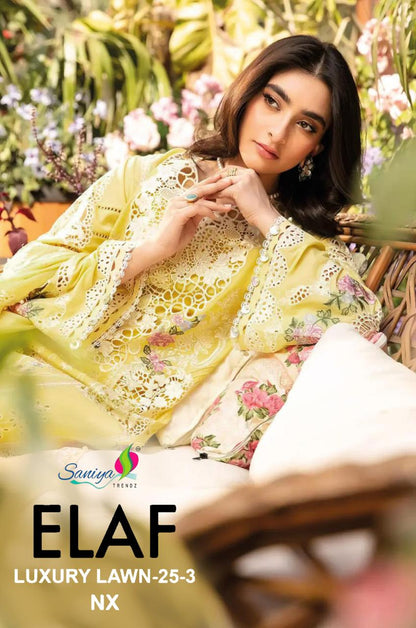 Elaf Nx Luxury Lawn 25-3 Saniya Trendz Cotton Pakistani Salwar Suits Manufacturer