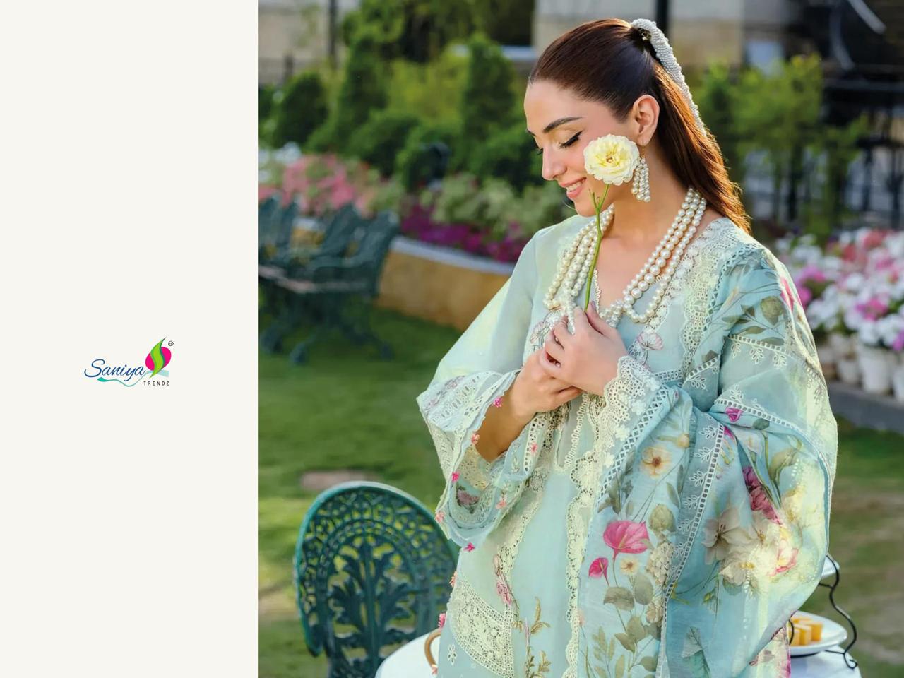 Elaf Nx Luxury Lawn 25-3 Saniya Trendz Cotton Pakistani Salwar Suits Manufacturer