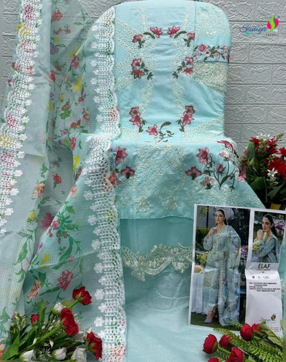 Elaf Nx Luxury Lawn 25-3 Saniya Trendz Cotton Pakistani Salwar Suits Manufacturer
