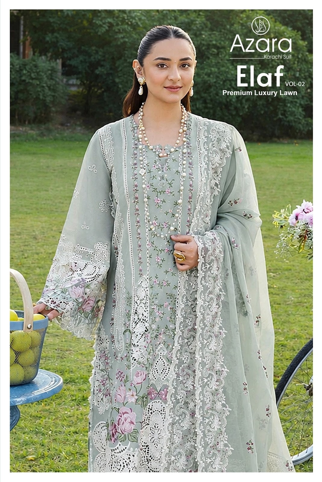 Elaf Premium Luxury Lawn Vol 2 Azara Cotton Pakistani Patch Work Suits Wholesale Price
