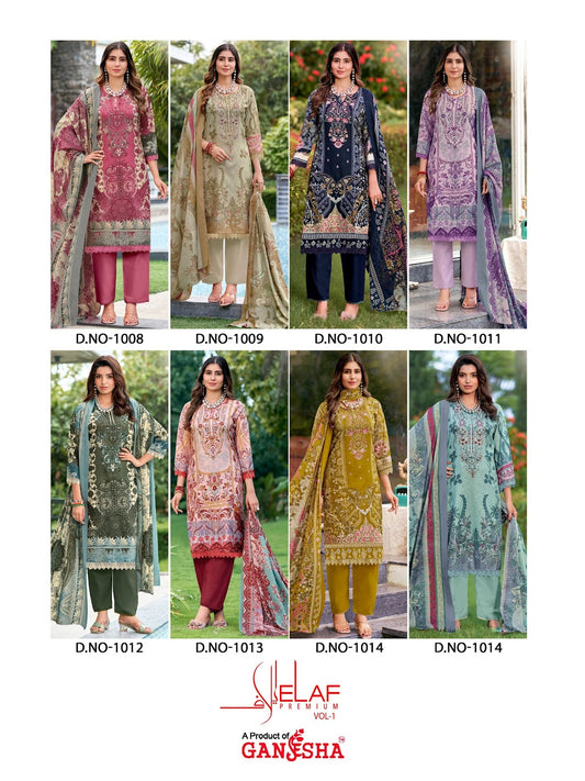 Elaf Premium Vol 1 Ganesha Mix Cotton Karachi Salwar Suits Wholesaler Ahmedabad