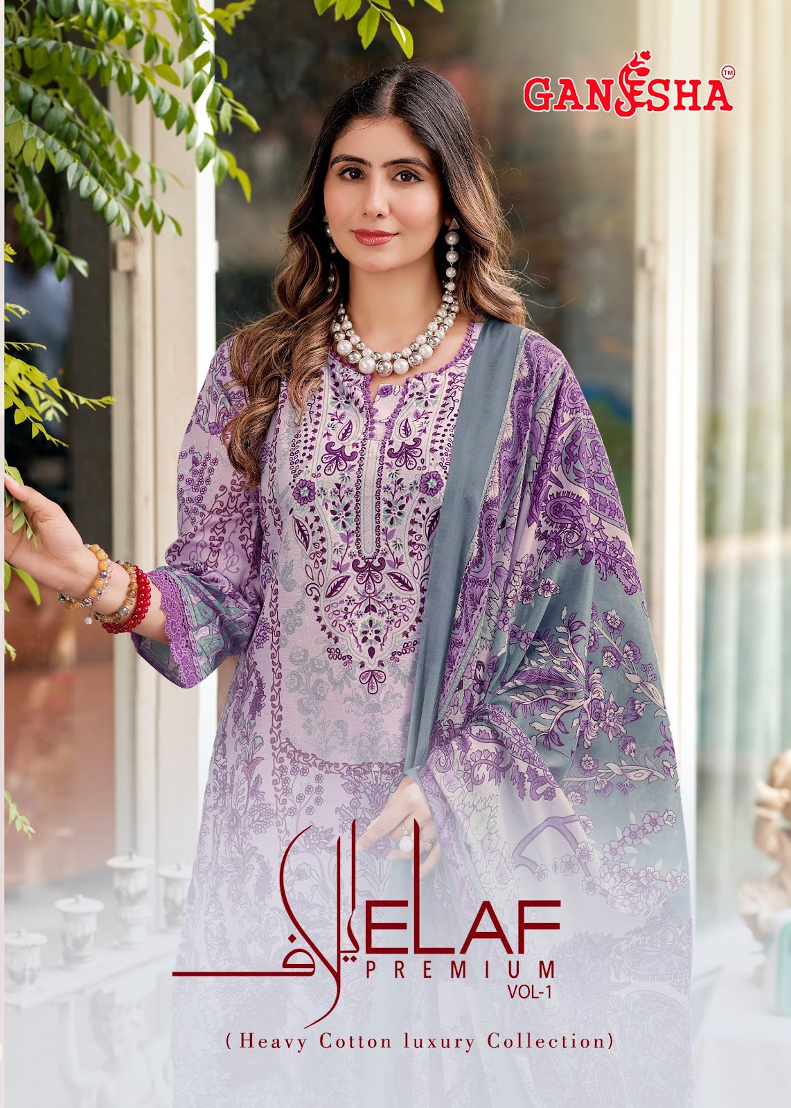 Elaf Premium Vol 1 Ganesha Mix Cotton Karachi Salwar Suits Wholesaler Ahmedabad