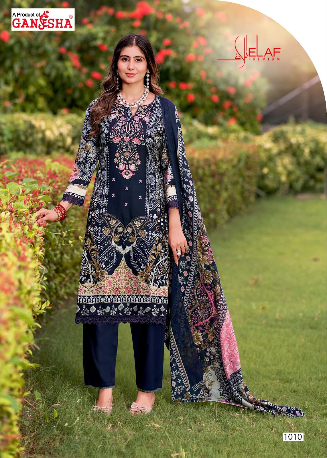 Elaf Premium Vol 1 Ganesha Mix Cotton Karachi Salwar Suits Wholesaler Ahmedabad