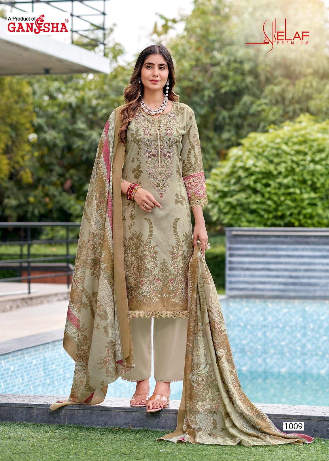 Elaf Premium Vol 1 Ganesha Mix Cotton Karachi Salwar Suits Wholesaler Ahmedabad
