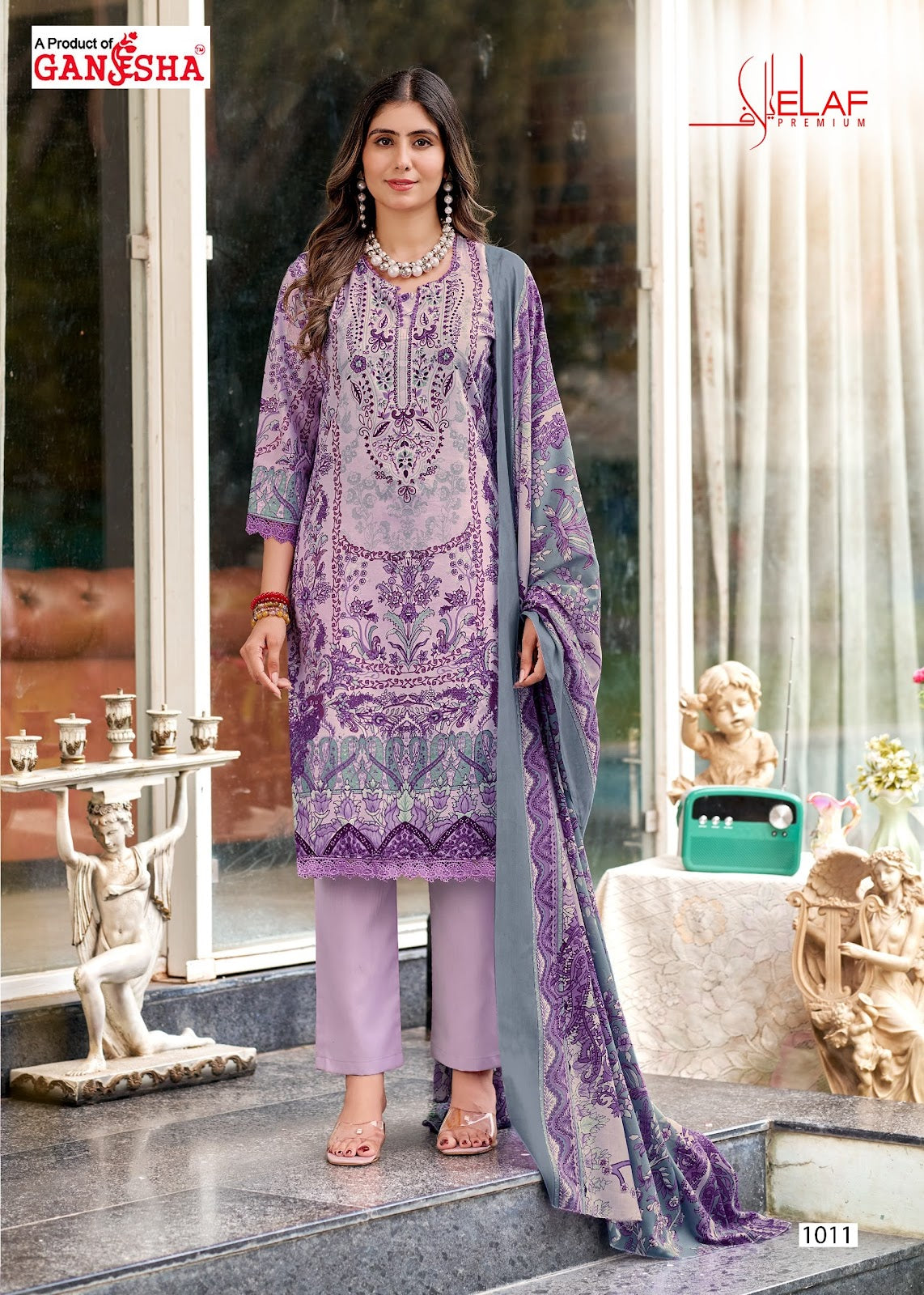 Elaf Premium Vol 1 Ganesha Mix Cotton Karachi Salwar Suits Wholesaler Ahmedabad