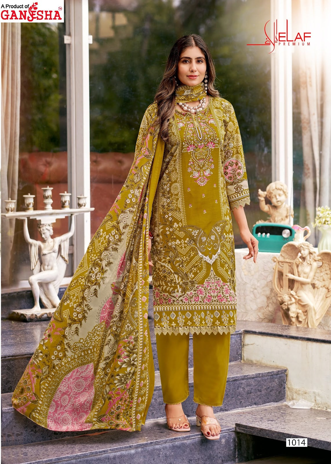 Elaf Premium Vol 1 Ganesha Mix Cotton Karachi Salwar Suits Wholesaler Ahmedabad