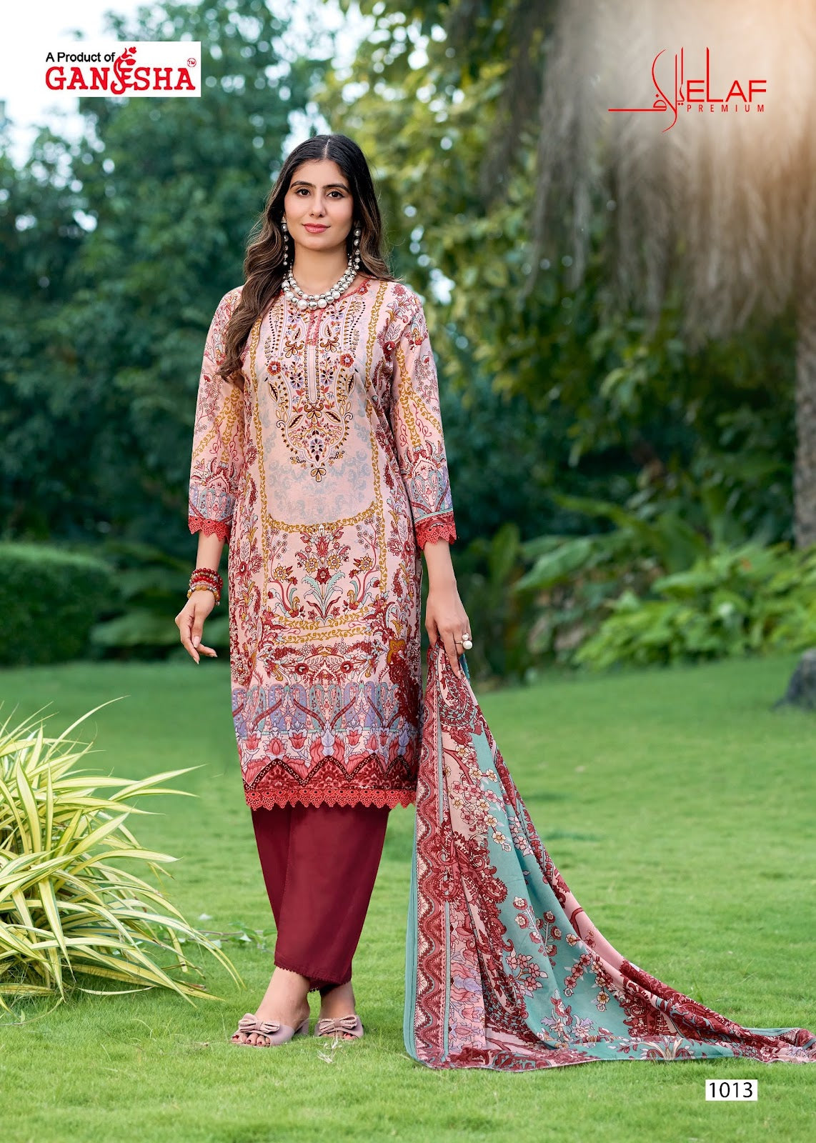 Elaf Premium Vol 1 Ganesha Mix Cotton Karachi Salwar Suits Wholesaler Ahmedabad