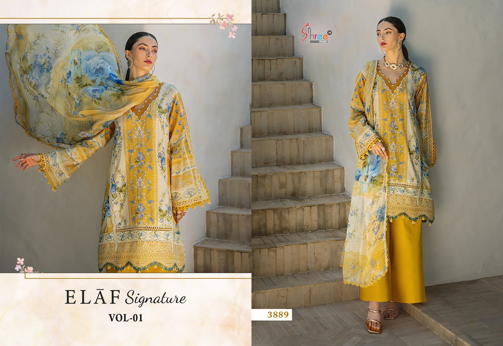 Elaf Signature Vol 1 Shree Fabs Lawn Cotton Pakistani Patch Work Suits Manufacturer Gujarat