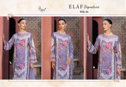 Elaf Signature Vol 1 Shree Fabs Lawn Cotton Pakistani Patch Work Suits Manufacturer Gujarat