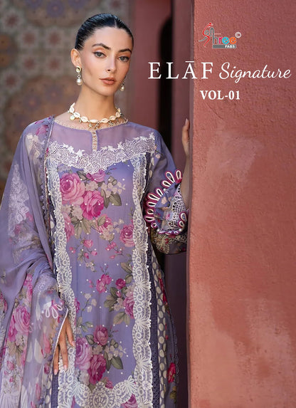 Elaf Signature Vol 1 Shree Fabs Lawn Cotton Pakistani Patch Work Suits Manufacturer Gujarat