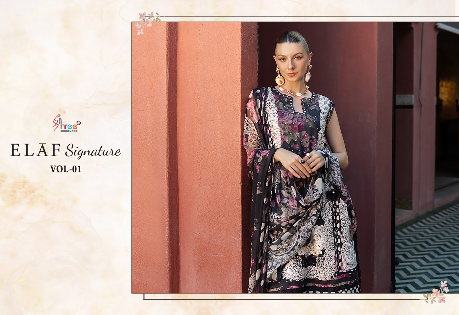 Elaf Signature Vol 1 Shree Fabs Lawn Cotton Pakistani Patch Work Suits Manufacturer Gujarat