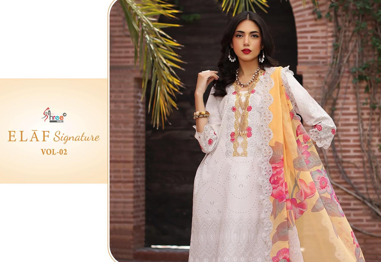 Elaf Signature Vol 2 Shree Fabs Lawn Cotton Pakistani Patch Work Suits Supplier Ahmedabad