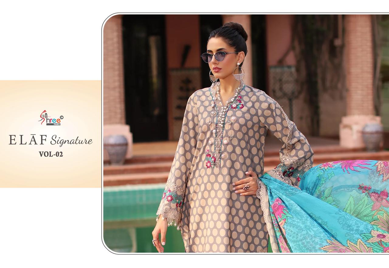 Elaf Signature Vol 2 Shree Fabs Lawn Cotton Pakistani Patch Work Suits Supplier Ahmedabad