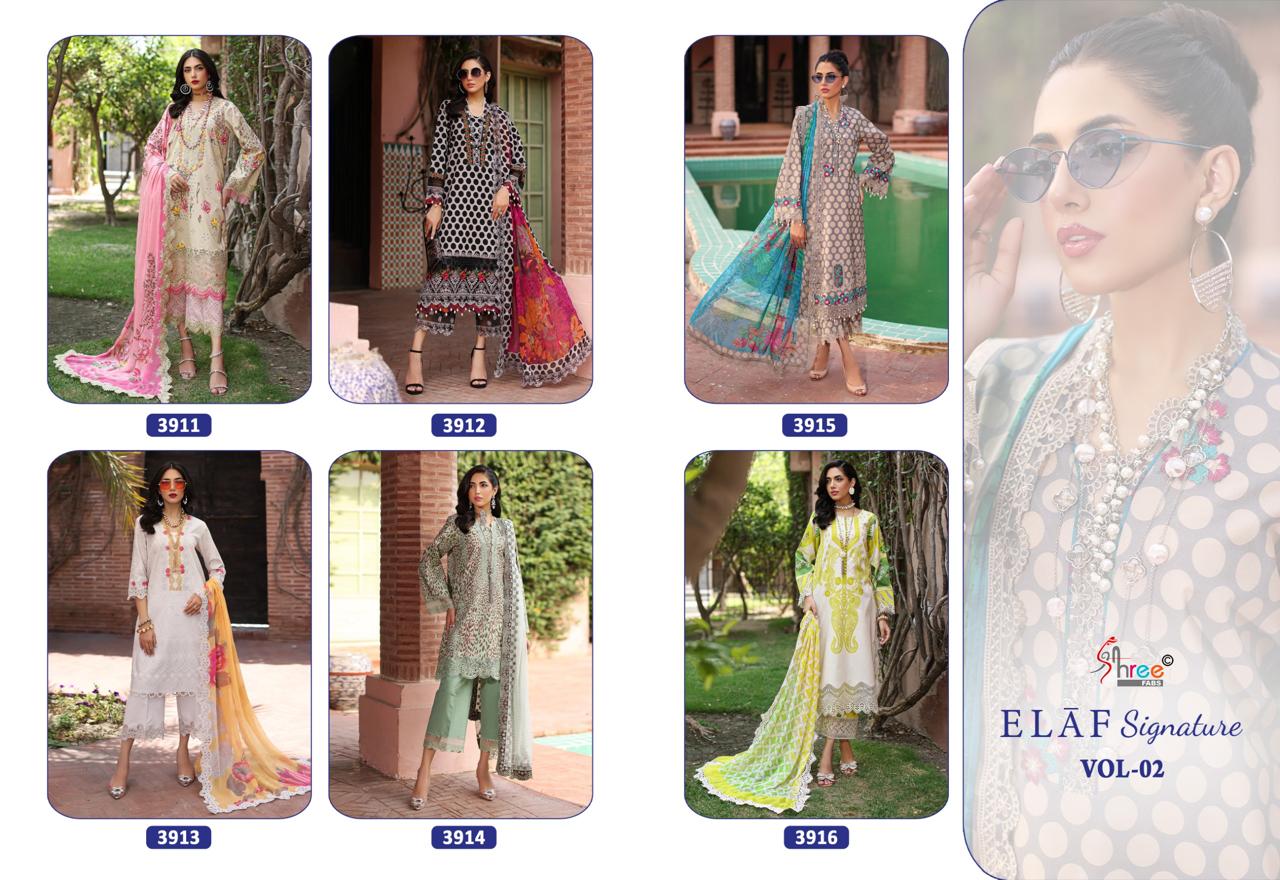 Elaf Signature Vol 2 Shree Fabs Lawn Cotton Pakistani Patch Work Suits Supplier Ahmedabad