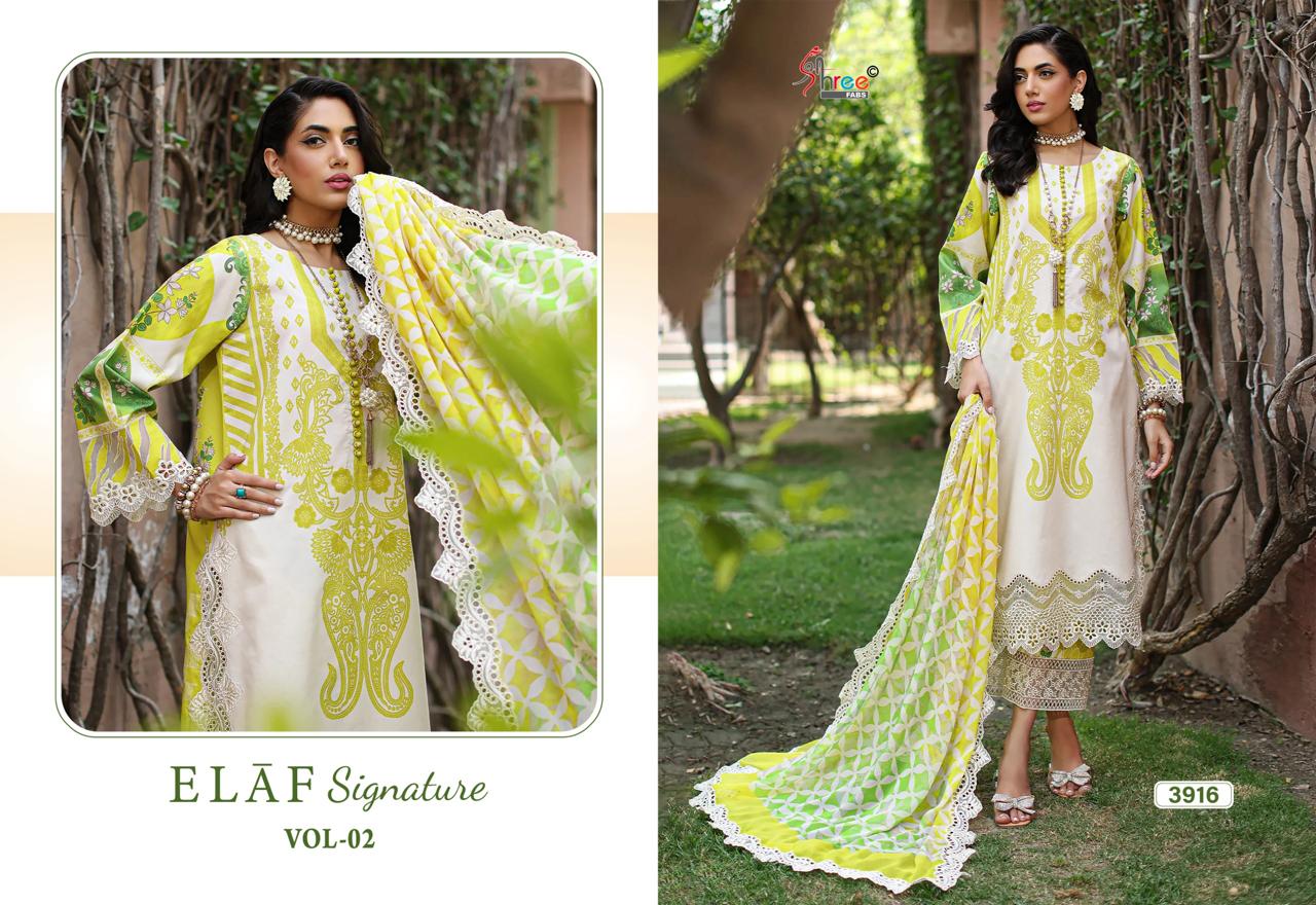 Elaf Signature Vol 2 Shree Fabs Lawn Cotton Pakistani Patch Work Suits Supplier Ahmedabad