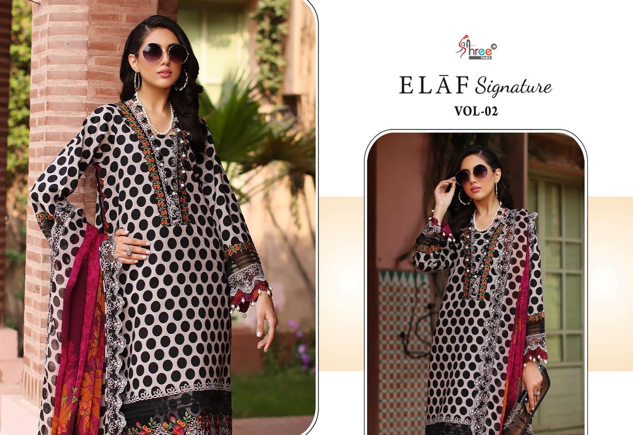 Elaf Signature Vol 2 Shree Fabs Lawn Cotton Pakistani Patch Work Suits Supplier Ahmedabad