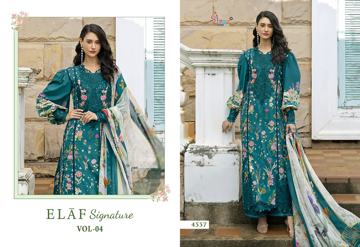 Elaf Signature Vol 4 Shree Fabs Cotton Pakistani Patch Work Suits Exporter India
