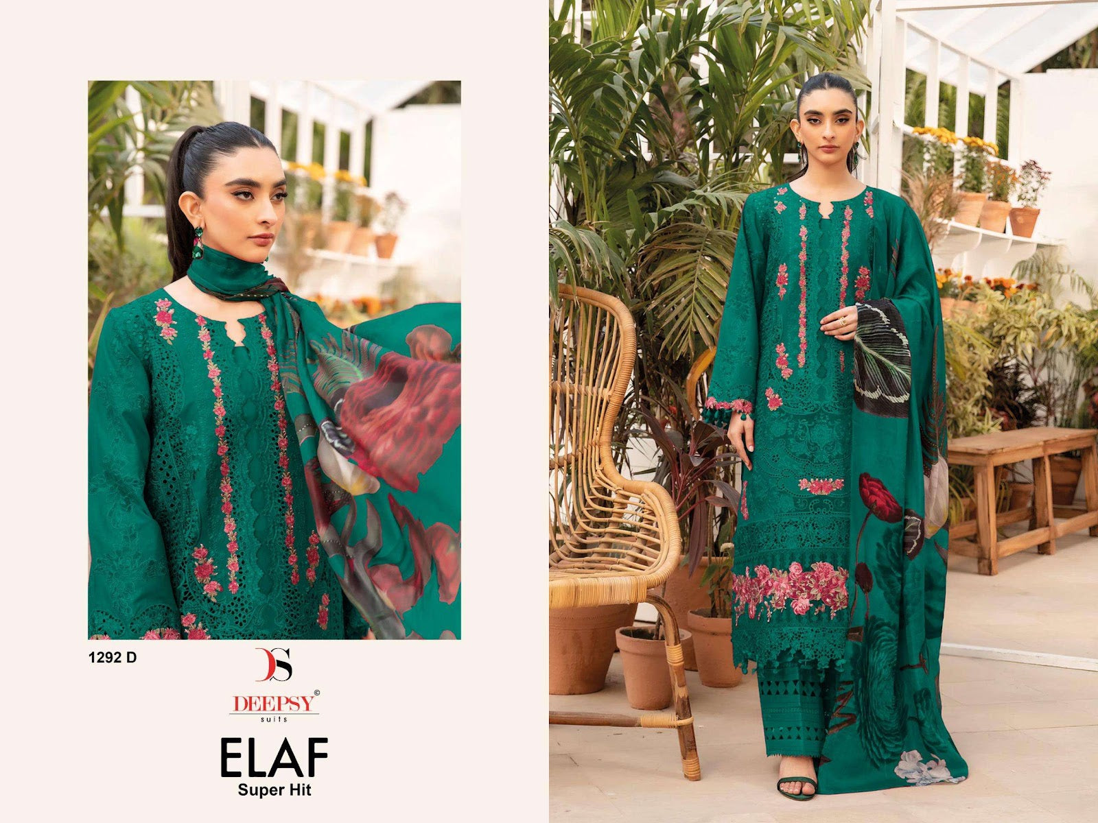 Elaf Superhit Design 1292 Deepsy Cotton Pakistani Salwar Suits Exporter Ahmedabad