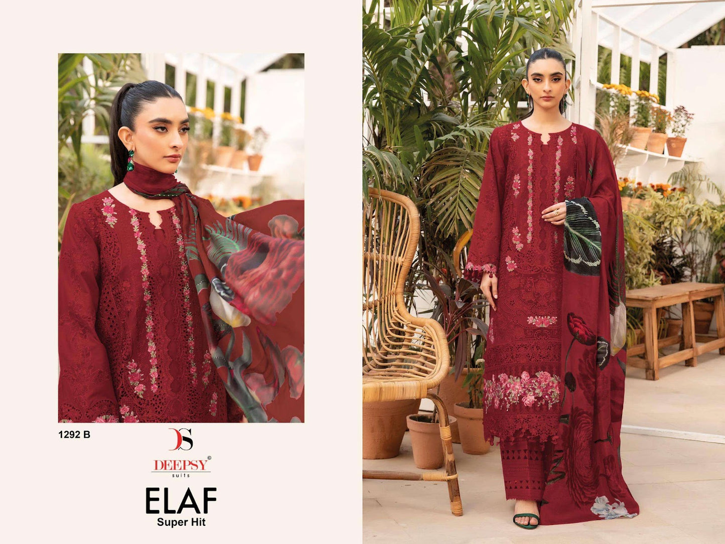Elaf Superhit Design 1292 Deepsy Cotton Pakistani Salwar Suits Exporter Ahmedabad
