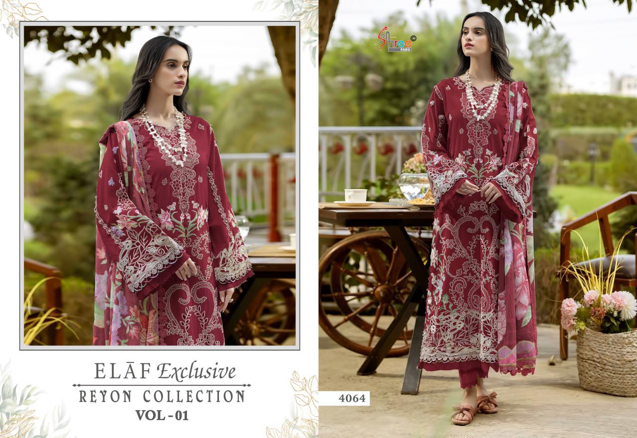 Elaf Vol 1 Exclusive Reyon Collection Shree Fabs Pakistani Salwar Suits Supplier Ahmedabad