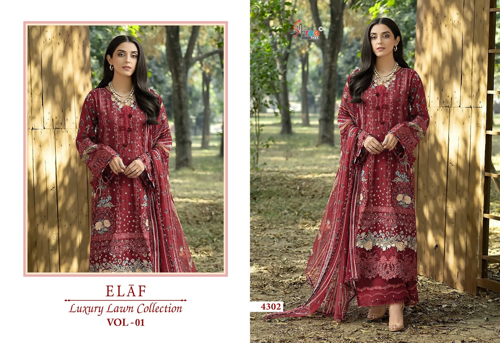 Elaf Vol 1 Luxury Lawn Collection Shree Fabs Cotton Pakistani Patch Work Suits Wholesale Rate