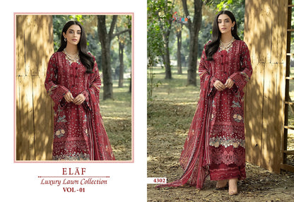 Elaf Vol 1 Luxury Lawn Collection Shree Fabs Cotton Pakistani Patch Work Suits Wholesale Rate