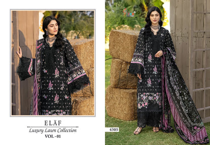 Elaf Vol 1 Luxury Lawn Collection Shree Fabs Cotton Pakistani Patch Work Suits Wholesale Rate