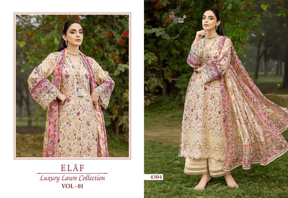 Elaf Vol 1 Luxury Lawn Collection Shree Fabs Cotton Pakistani Patch Work Suits Wholesale Rate