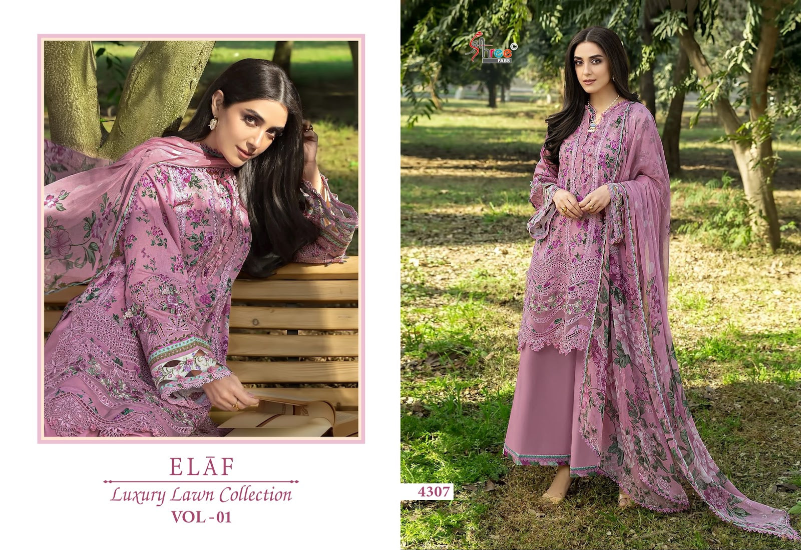 Elaf Vol 1 Luxury Lawn Collection Shree Fabs Cotton Pakistani Patch Work Suits Wholesale Rate