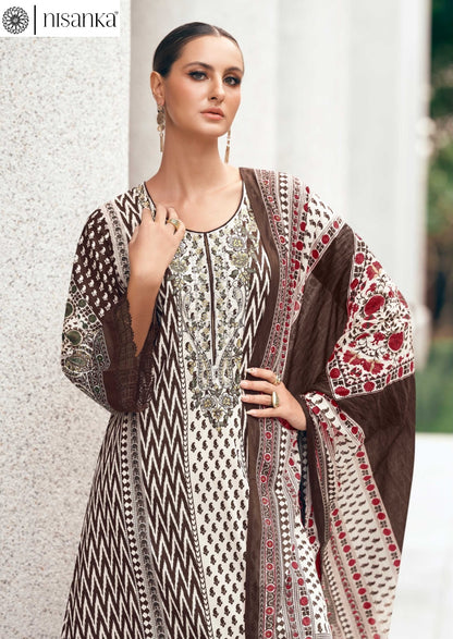 Elahe Nisanka Pure Lawn Karachi Salwar Suits Manufacturer Gujarat