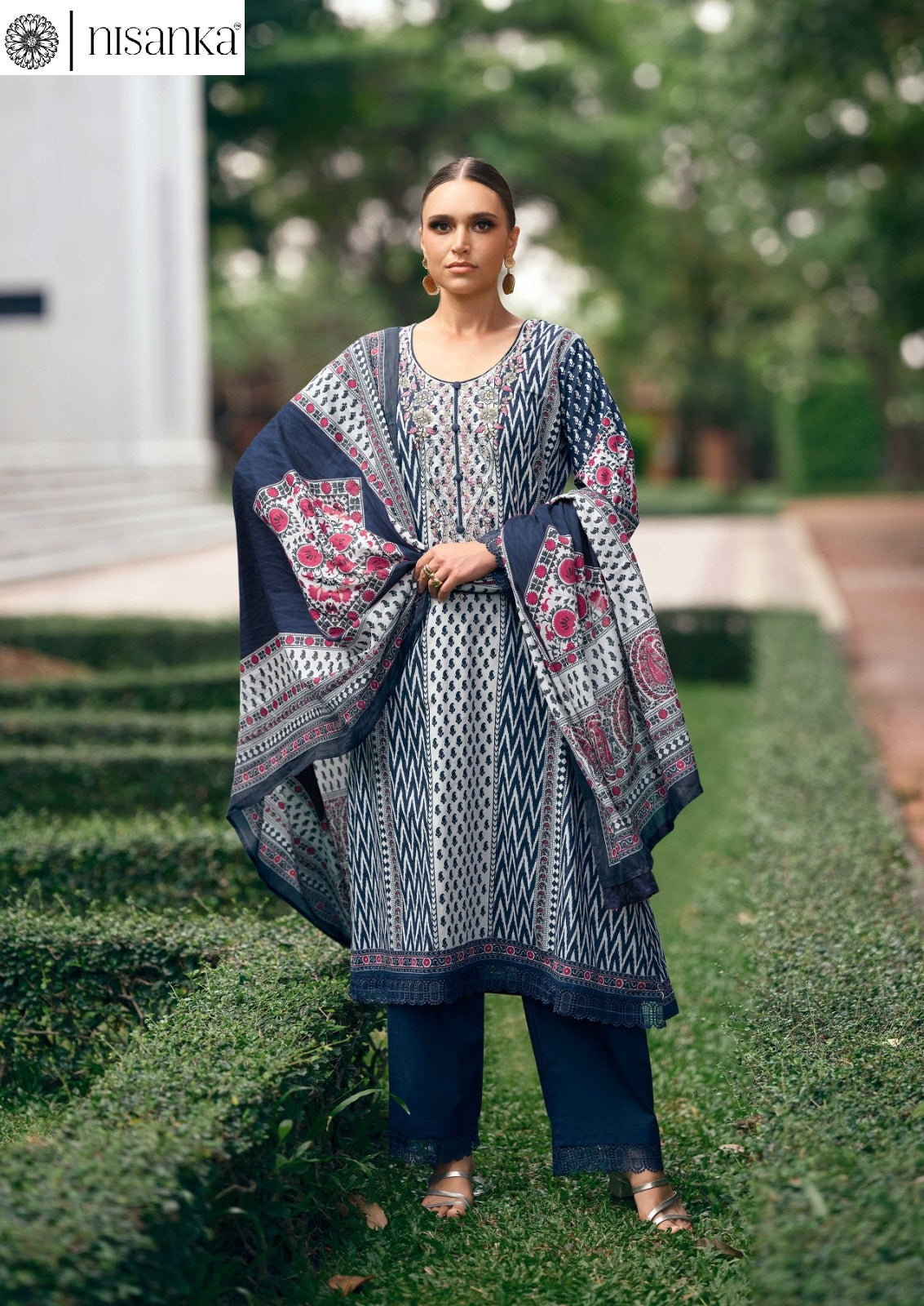 Elahe Nisanka Pure Lawn Karachi Salwar Suits Manufacturer Gujarat