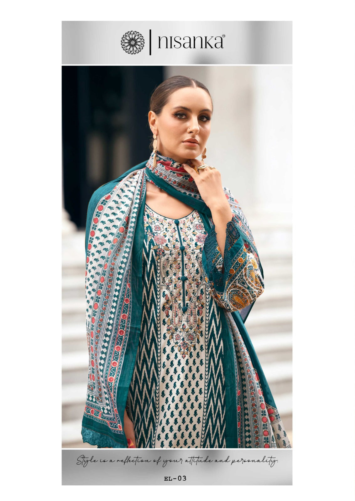 Elahe Nisanka Pure Lawn Karachi Salwar Suits Manufacturer Gujarat