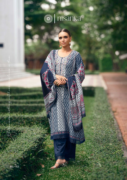 Elahe Nisanka Pure Lawn Karachi Salwar Suits Manufacturer Gujarat