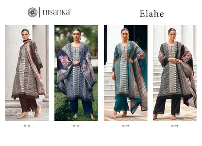 Elahe Nisanka Pure Lawn Karachi Salwar Suits Manufacturer Gujarat