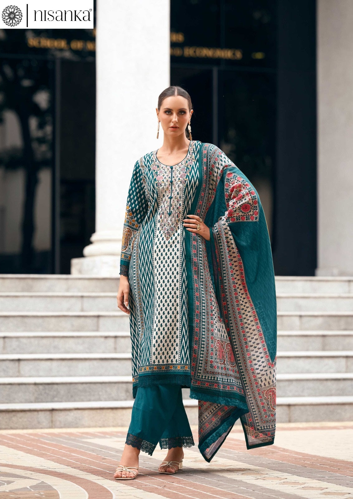Elahe Nisanka Pure Lawn Karachi Salwar Suits Manufacturer Gujarat