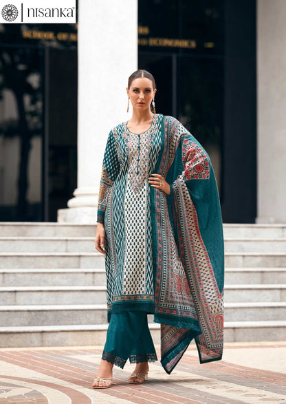Elahe Nisanka Pure Lawn Karachi Salwar Suits Manufacturer Gujarat