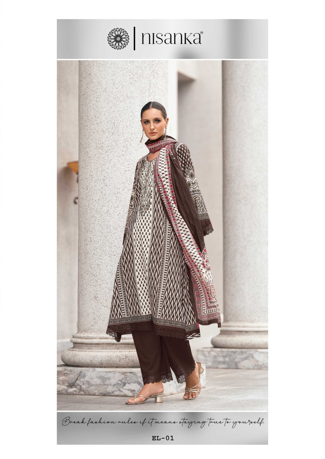 Elahe Nisanka Pure Lawn Karachi Salwar Suits Manufacturer Gujarat