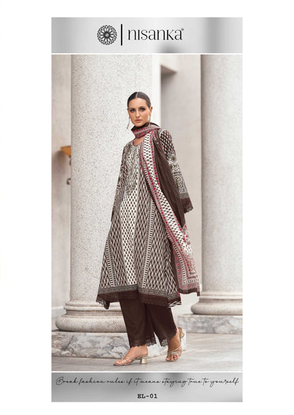 Elahe Nisanka Pure Lawn Karachi Salwar Suits Manufacturer Gujarat