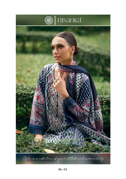 Elahe Nisanka Pure Lawn Karachi Salwar Suits Manufacturer Gujarat