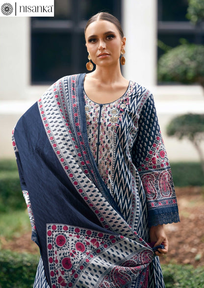 Elahe Nisanka Pure Lawn Karachi Salwar Suits Manufacturer Gujarat